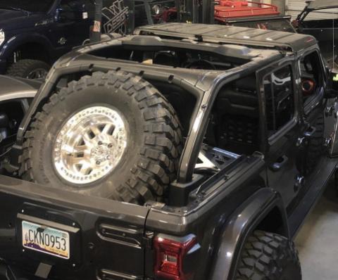 18-Up Jeep Wrangler JL 4 Door EdgeGateKeeper Tire Carrier With Accessory Panel 6x5.5 Lug Pattern Excessive Industries