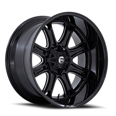 Aluminum Wheels 20X9 Darkstar FC853BE 8 On 180 Gloss Black Milled 124.2 Bore 1 Offset Fuel Off Road Wheels