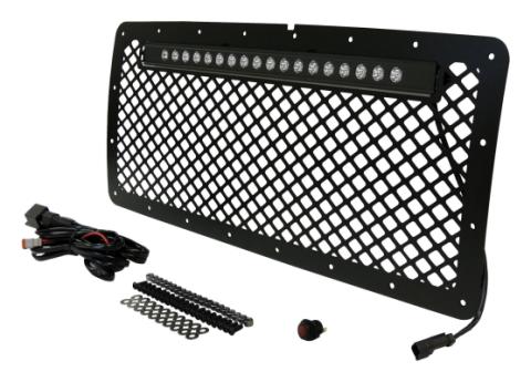 Aluminum Grille w/ 20 inchch LED Light Bar Kit for 2007-2018 Jeep JK Wrangler RT Off Road