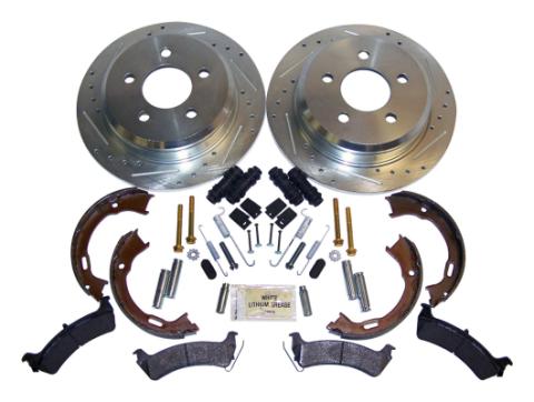 Rear Performance Brake Kit for Jeep ZJ, ZG, Drilled &amp; Slotted Rotors &amp; Hardware RT Off Road