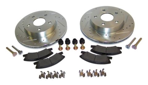 Front Performance Brake Kit for2001-2004 WG (Europe) Grand Cherokee Drilled &amp; Slotted Rotors &amp; Hardware RT Off Road