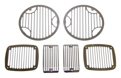 Headlight / Tail Light Guard Set 1997-2006 TJ Wrangler Headlamp/Tail Lamp/Turn Signal Guards Billet Stainless Steel RT Off Road