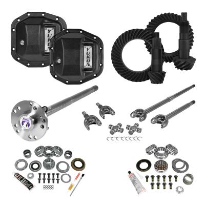 Stage 4 Jeep JL Re-Gear Kit W/Covers Fr/Rr Axles Dana 30/44 4.56 Ratio JL Non-Rubicon M220 Rear/ M186 Front Stage 4 Gear Kit Package 4.56 F&amp;R Cover &amp; 4340 F&amp;R Axle Kits Yukon Gear