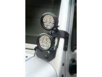 Light Mount Kit A-Pillar Textured Black Round LED 07-18 Wrangler Rugged Ridge