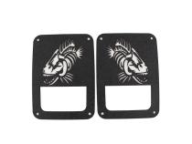 Jeep JK Tail Light Covers 07-18 Wrangler JK Black Textured Powdercoat Fishbone Offroad