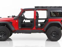 Frame Mounted Steel Rock Sliders Textured Black 18-Up Jeep Wrangler JL 4 Door Go Rhino