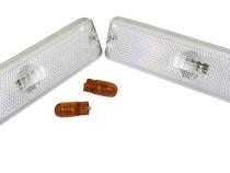 Clear Side Marker Lamp Set (2) w/ 2 Amber Bulbs for 87-95 YJ Wrangler RT Off Road